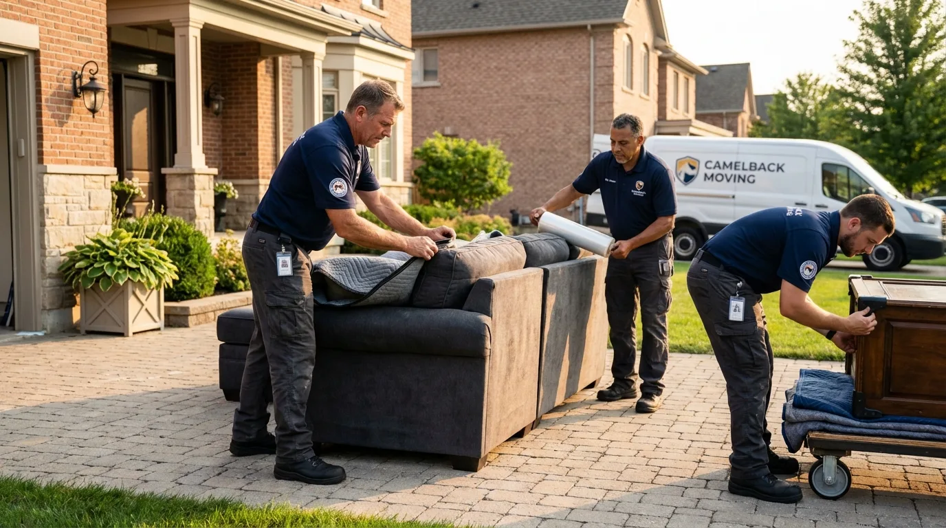 Large estate moving crew wrapping furniture in Galt, CA